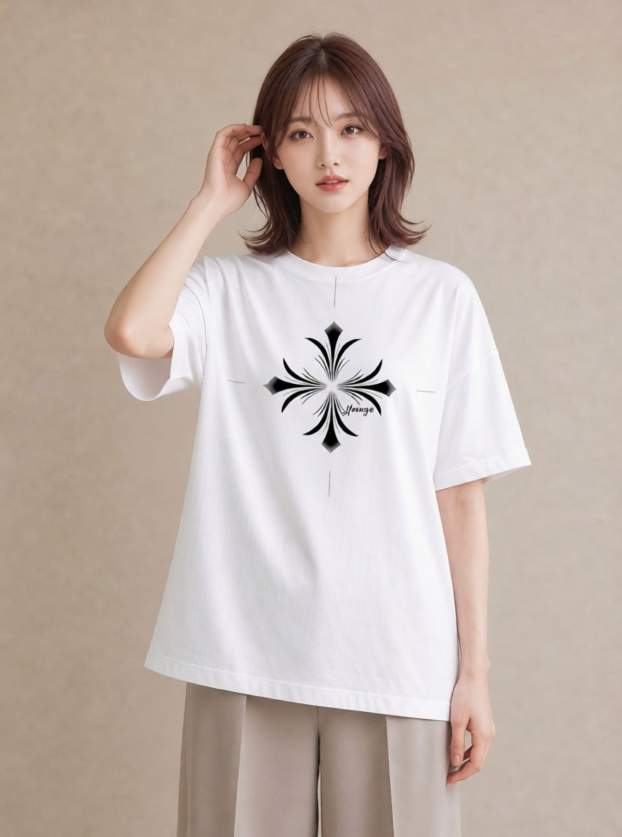 半袖Tシャツ レディース 幾何学 ミニマル ジオメトリック イラスト 母娘コーデ 自分用 白T