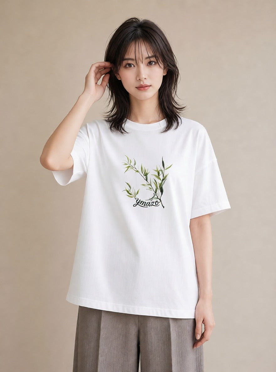 半袖Tシャツ レディース ユーカリ 植物 ボタニカル イラスト ゆるコーデ 誕生日プレゼント 綿100 白T