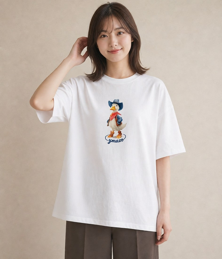 デザインTシャツ レディース アヒル 動物 アニマル イラスト 可愛い 旅行 母娘コーデ 白T