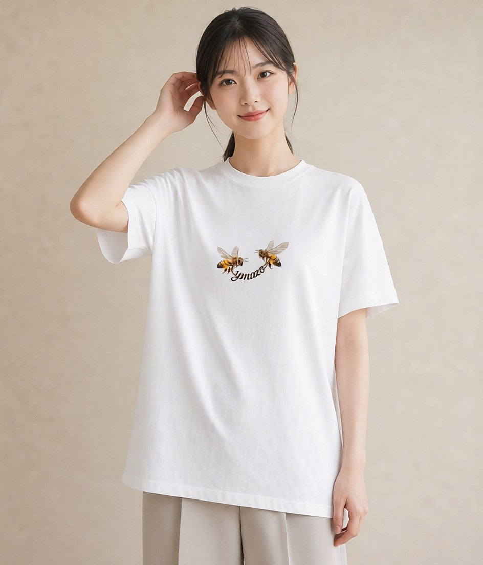 半袖Tシャツ レディース ハニー 食べ物 フード イラスト カジュアル 海 カフェ巡り 白T