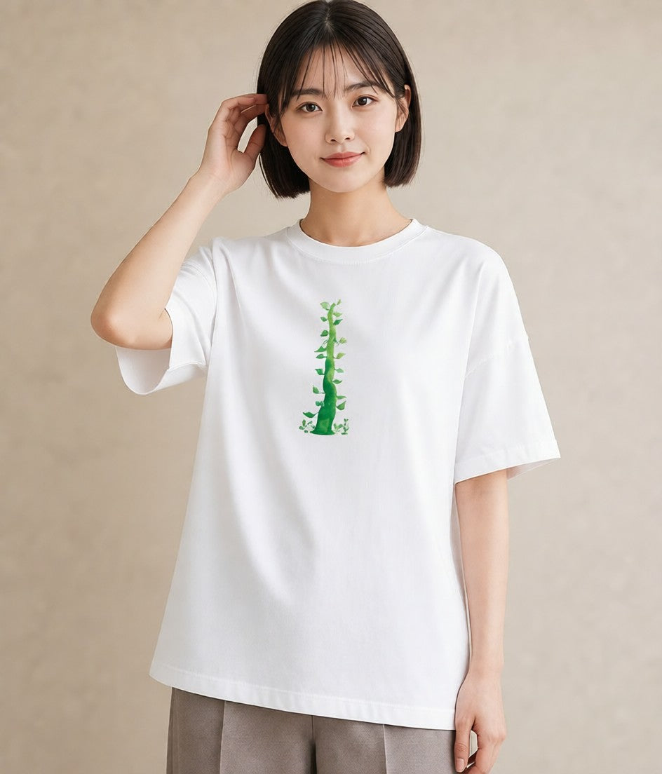 プリントTシャツ レディース 木 植物 ボタニカル イラスト シンプル 綿100 デート 白T