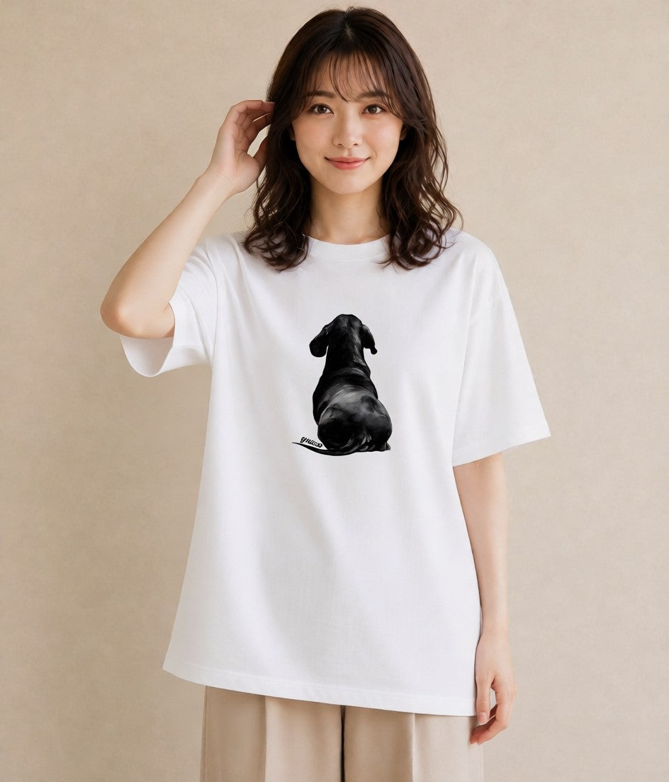 グラフィックTシャツ レディース 子犬 犬 いぬ イラスト 韓国風 姉妹 送別ギフト 白T