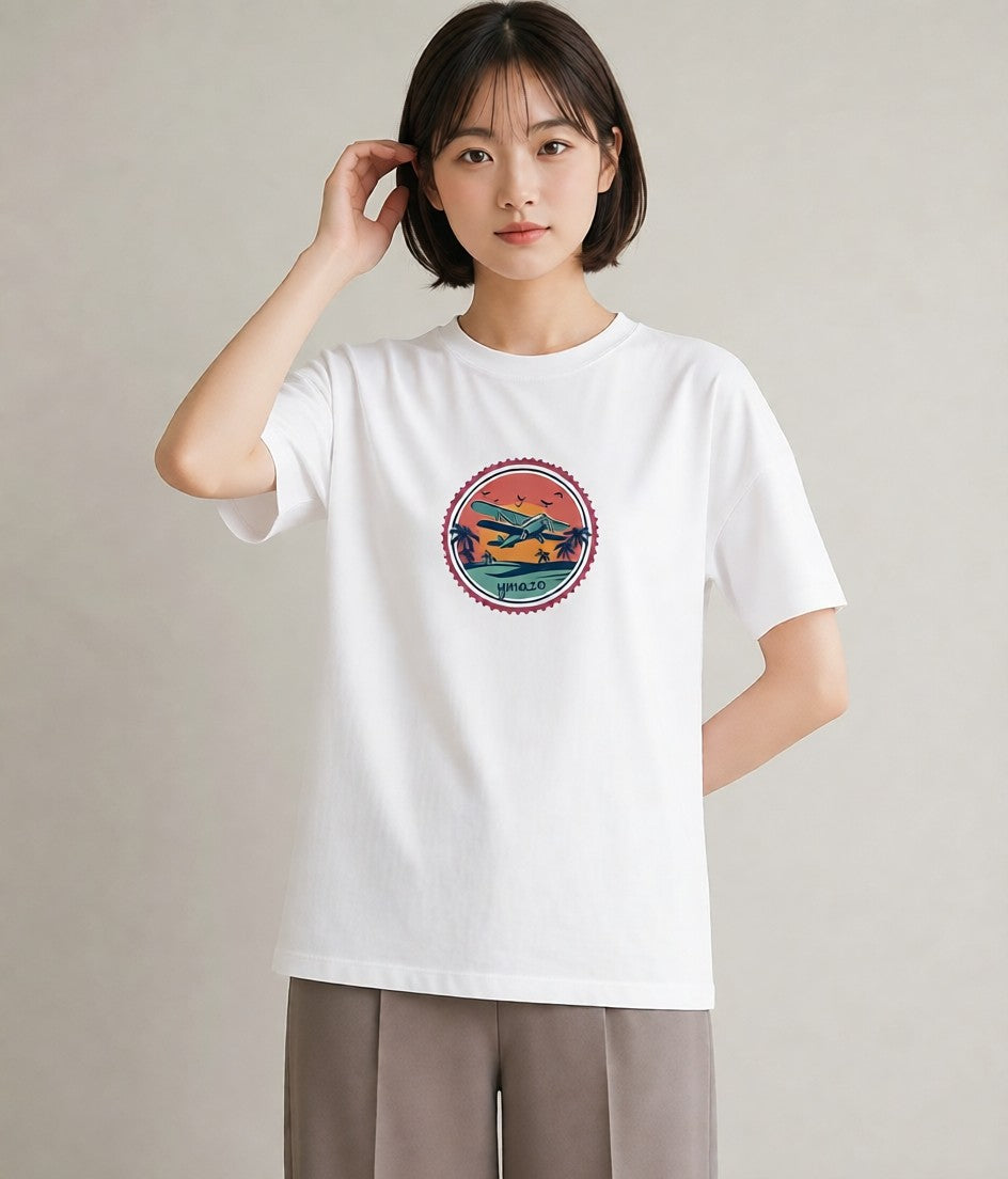 デザインTシャツ レディース 旅 トラベル スタンプ イラスト きれいめ クリスマス 旅行 白T