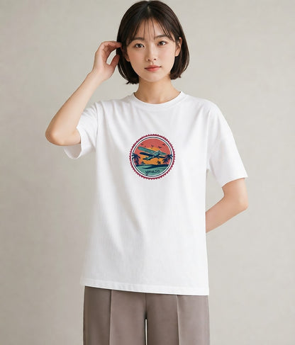 デザインTシャツ レディース 旅 トラベル スタンプ イラスト きれいめ クリスマス 旅行 白T