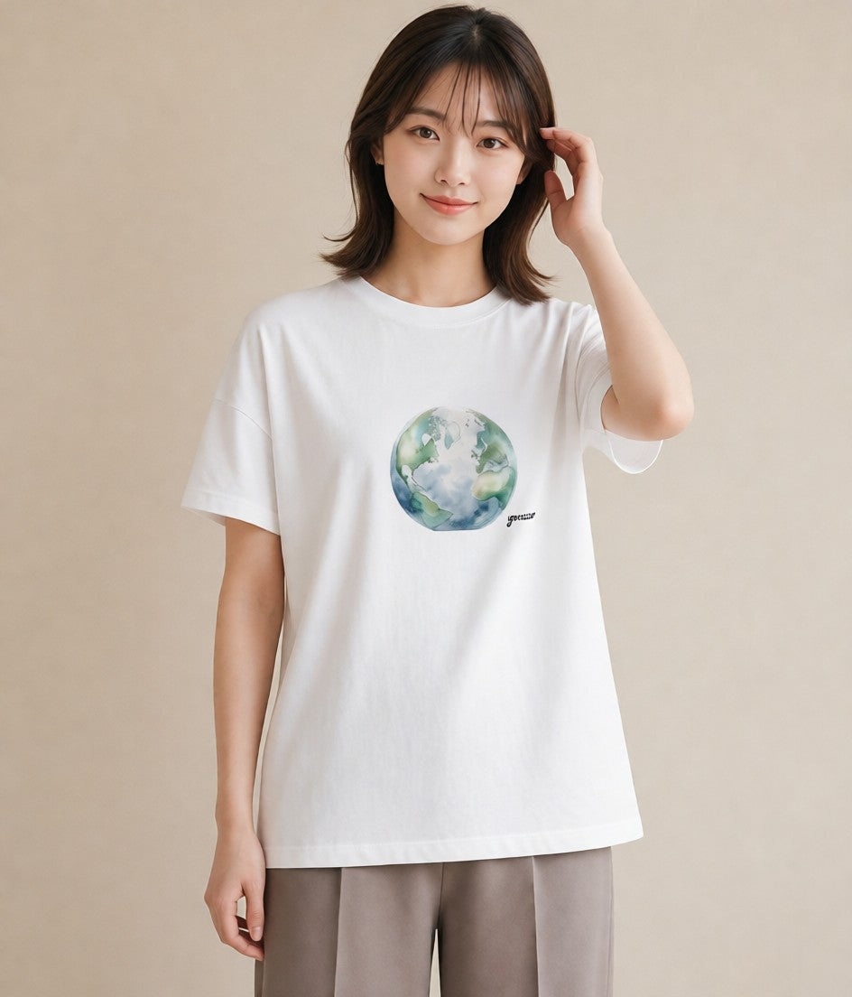 デザインTシャツ レディース プラネット 星空 宇宙 イラスト 北欧風 送別ギフト 通勤 白T