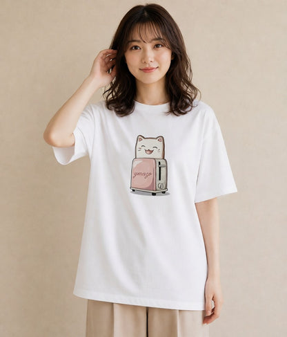 プリントTシャツ レディース 食パン 食べ物 フード イラスト ポップ 帰省 ラフ 白T
