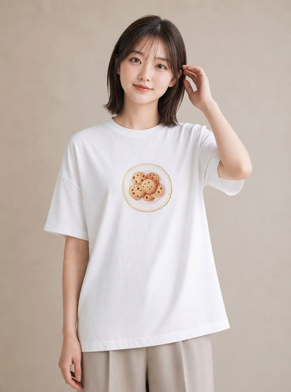 Tシャツ レディース マフィン 食べ物 フード イラスト レトロ 社会人 女性 白T