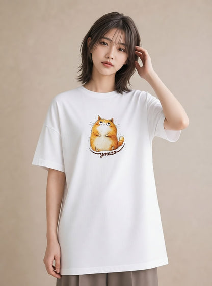 グラフィックTシャツ レディース エキゾチックショートヘア 猫 ねこ イラスト きれいめカジュアル 秋コーデ おしゃれギフト 白T