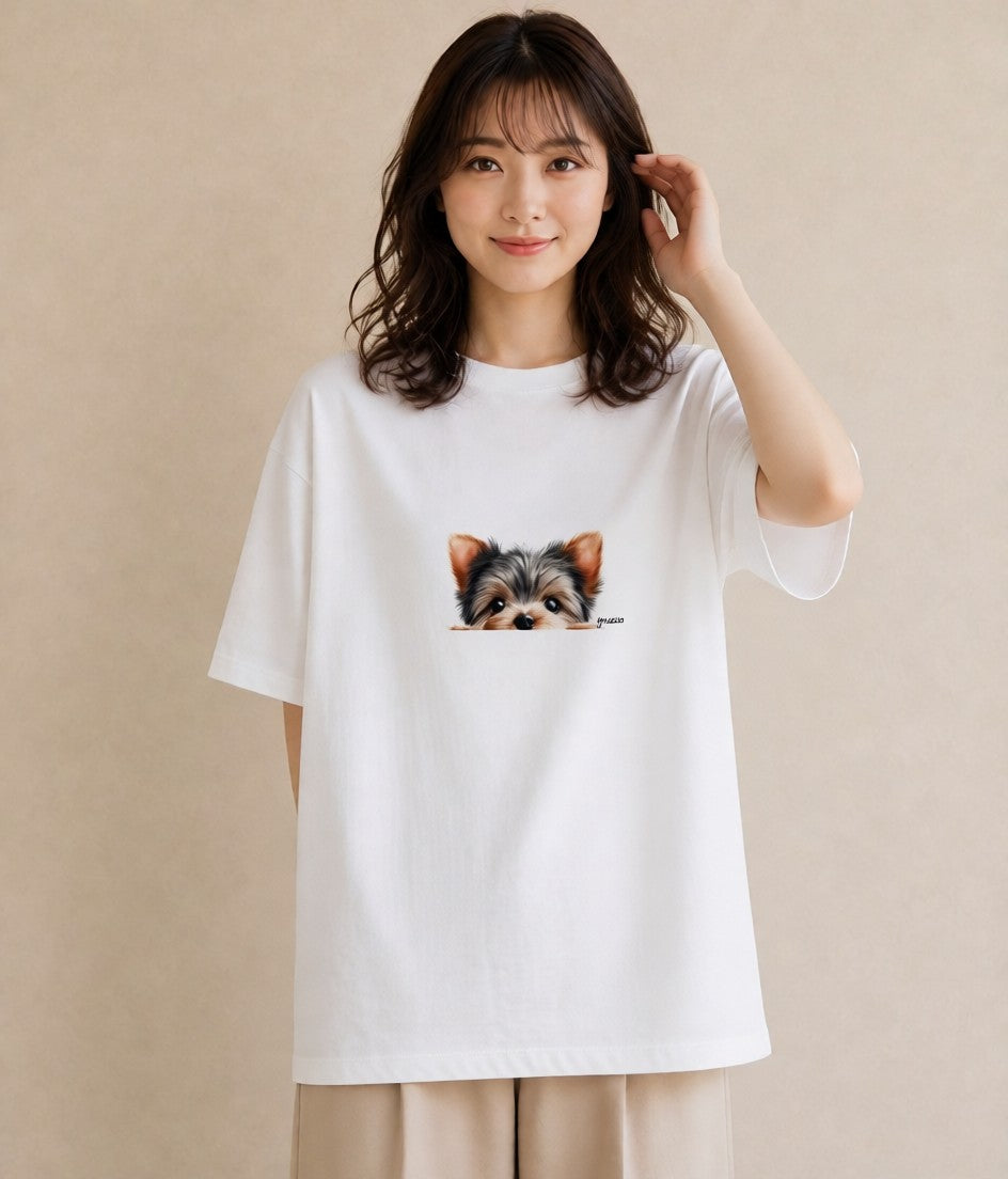 プリントTシャツ レディース いぬ 犬 ワンコ イラスト レイヤード 友達ギフト 白T