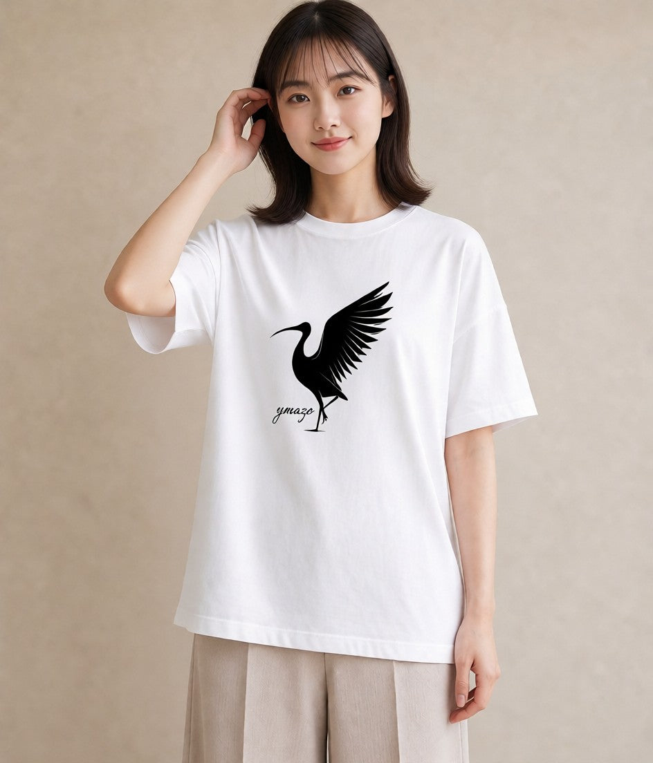 デザインTシャツ レディース 折り鶴 折り紙 ナチュラル アンティーク イラスト モード 20代 カジュアルコーデ 白T