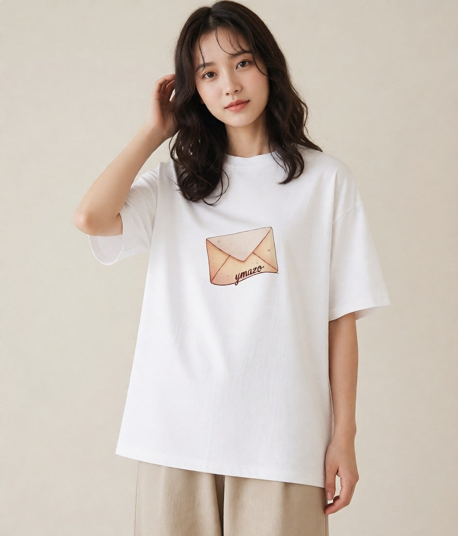 半袖Tシャツ レディース 封蝋 手紙 アンティーク ナチュラル イラスト フェミニン 女性向けギフト 散歩 白T