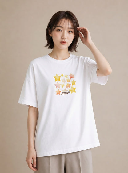 グラフィックTシャツ レディース 射手座 星空 宇宙 イラスト こなれ感 デイリーウェア 休日 白T