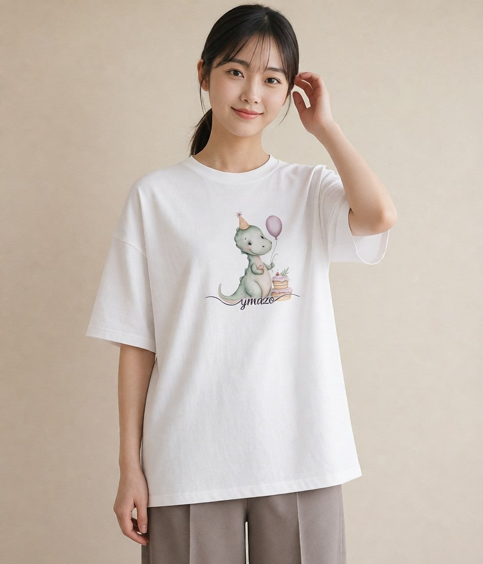 グラフィックTシャツ レディース カバ 動物 アニマル イラスト カフェコーデ 買い物 夏コーデ 白T