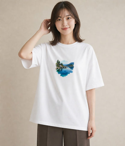 プリントTシャツ レディース 桟橋 水辺 波止場 ナチュラル アンティーク イラスト お洒落 秋コーデ おしゃれギフト 白T