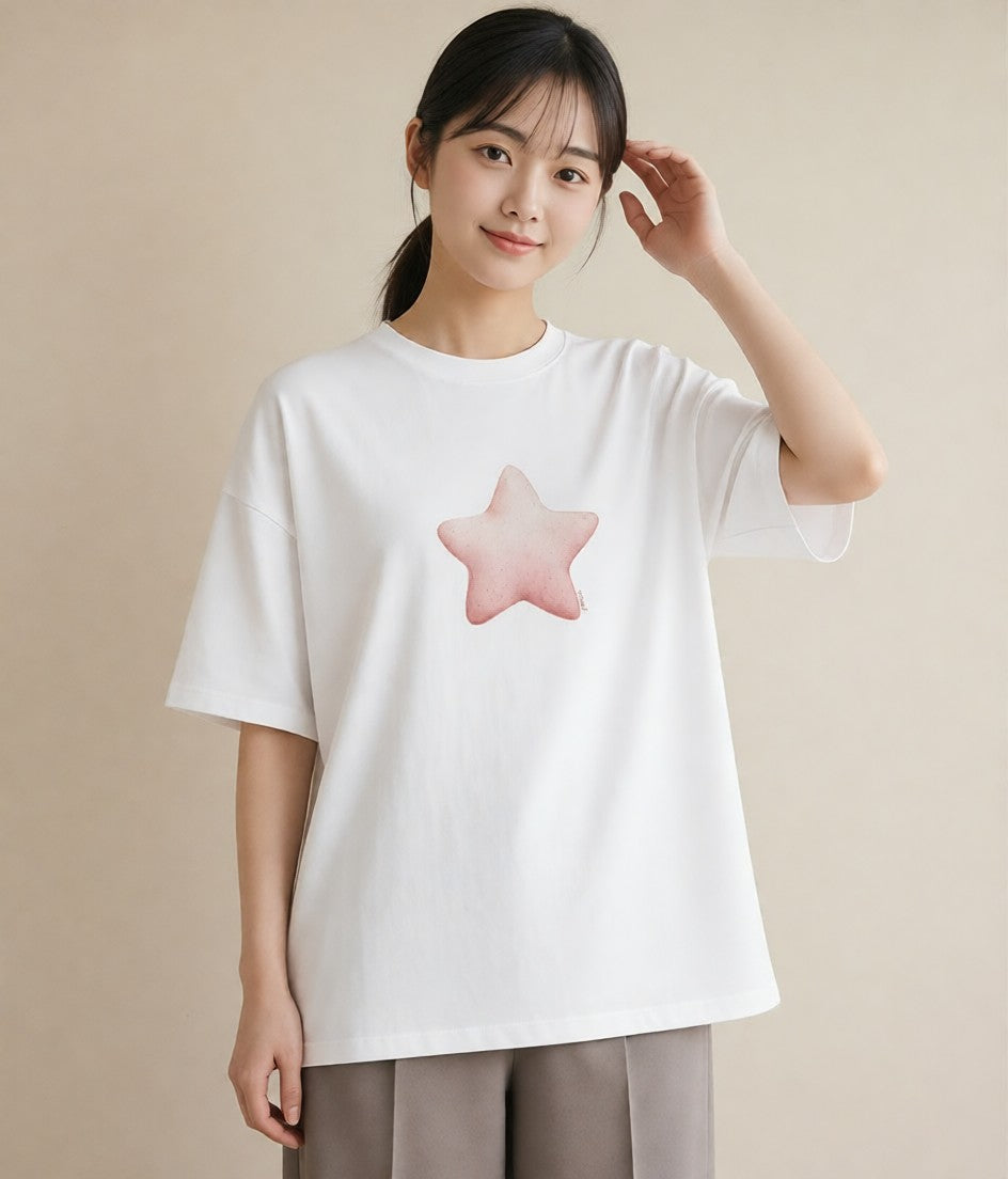 デザインTシャツ レディース 天の川 星空 宇宙 イラスト 手描き風 女性 旅行用 白T