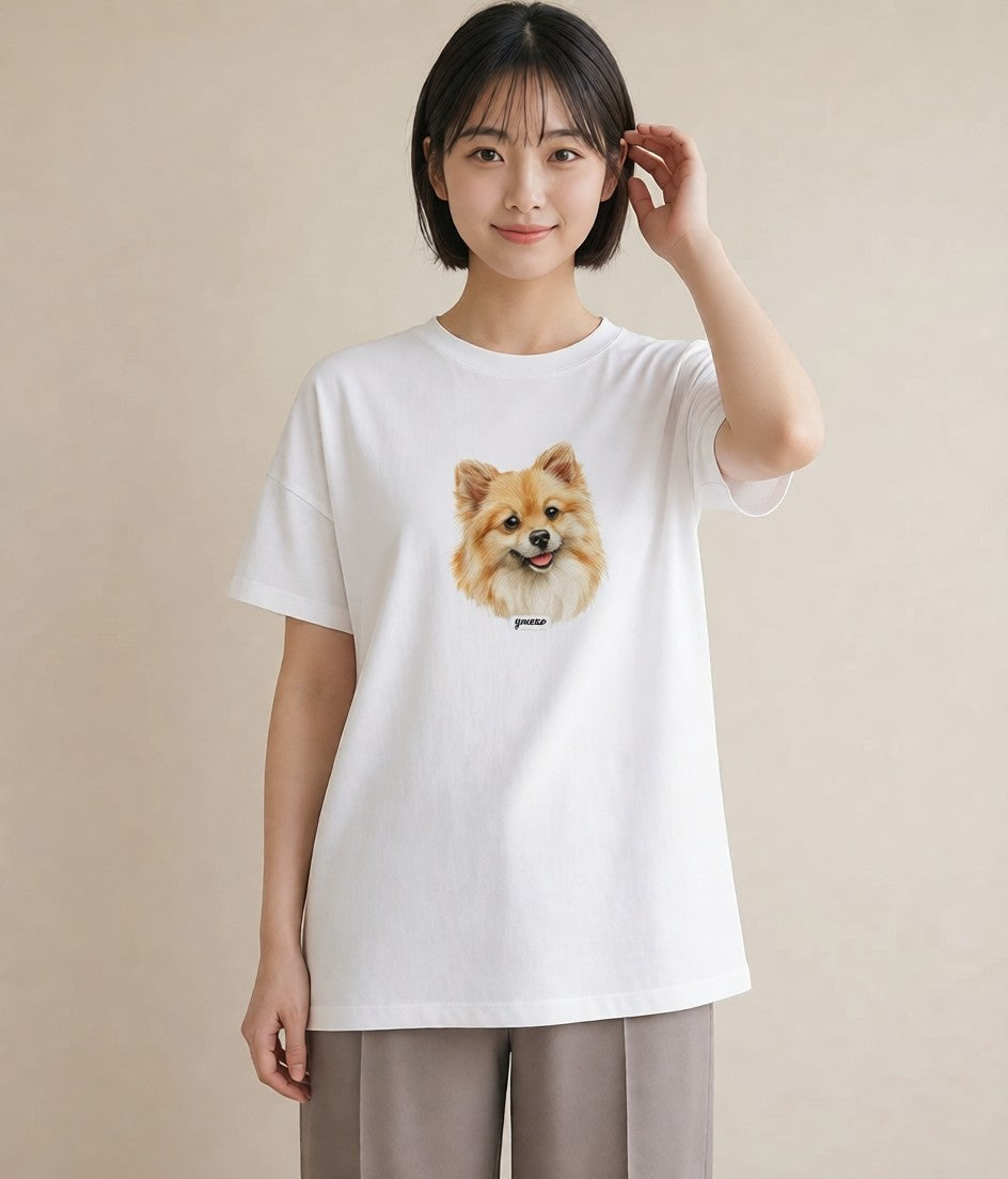 グラフィックTシャツ レディース ポメラニアン ポメ 犬 いぬ イラスト 抜け感 親子 20代 白T