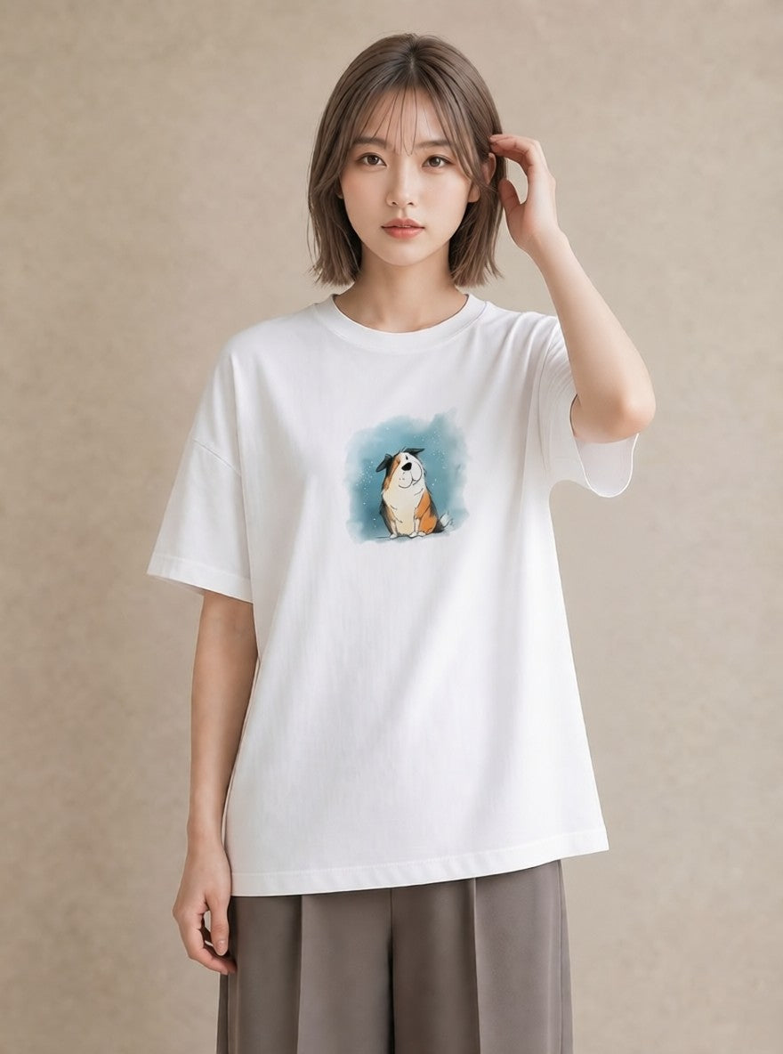 プリントTシャツ レディース 犬好き 犬 いぬ イラスト 可愛い デイリーウェア 休日 白T