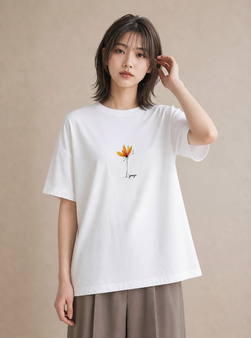 Tシャツ レディース ミモザ 花 花柄 イラスト 抜け感 母娘コーデ 自分用 白T