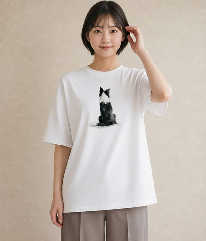 プリントTシャツ レディース 靴下猫 猫 ねこ イラスト ボタニカル 通学 誕生日プレゼント 白T