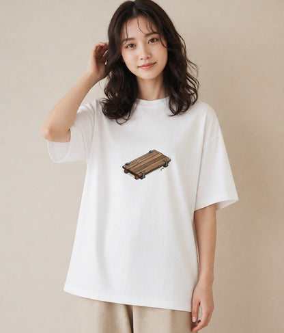 プリントTシャツ レディース 雨上がりのベンチ ベンチ ナチュラル アンティーク イラスト ポップ カフェ巡り 女子会 白T