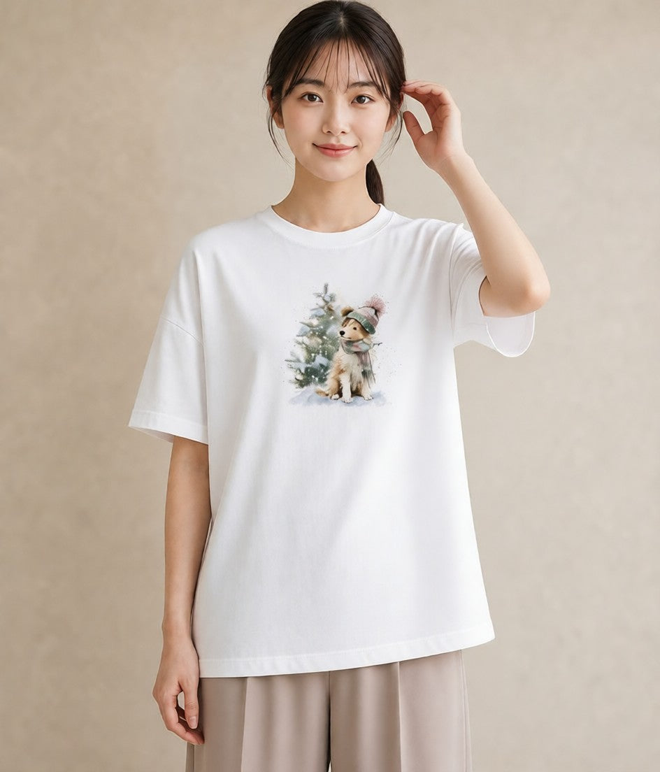 グラフィックTシャツ レディース シェットランドシープドッグ 犬 いぬ イラスト モード おしゃれギフト 社会人 白T