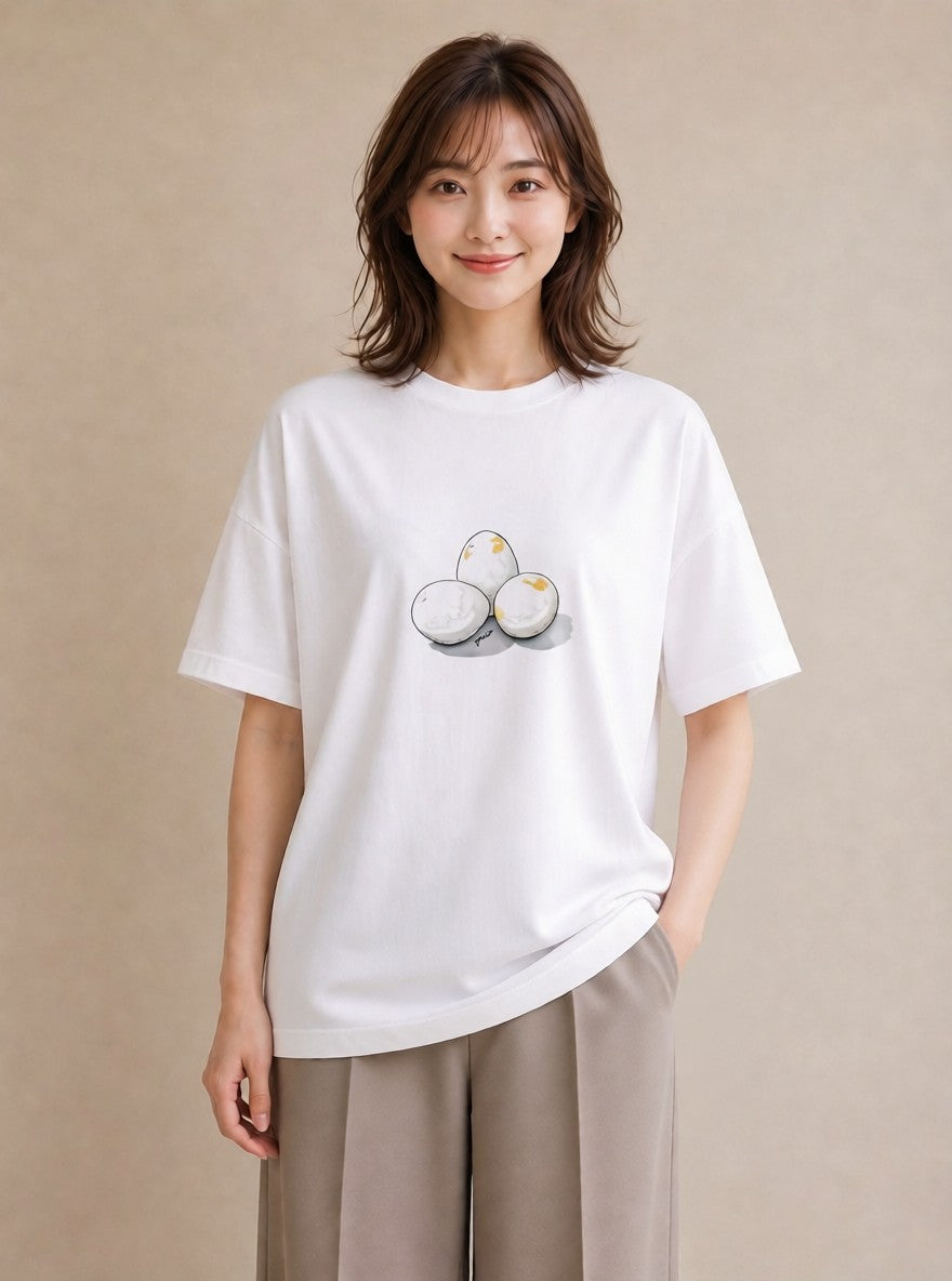 デザインTシャツ レディース 目玉焼き 食べ物 フード イラスト カジュアル 部屋着 女性向けギフト 白T
