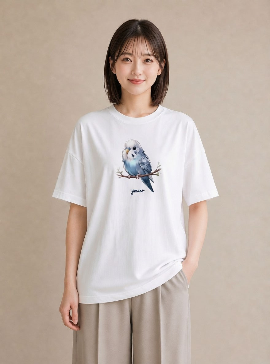 Tシャツ レディース 小鳥 ペット 動物 イラスト ボタニカル お出かけ 普段着 白T