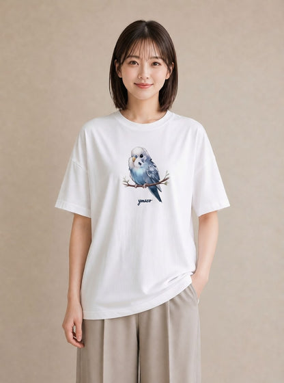 Tシャツ レディース 小鳥 ペット 動物 イラスト ボタニカル お出かけ 普段着 白T