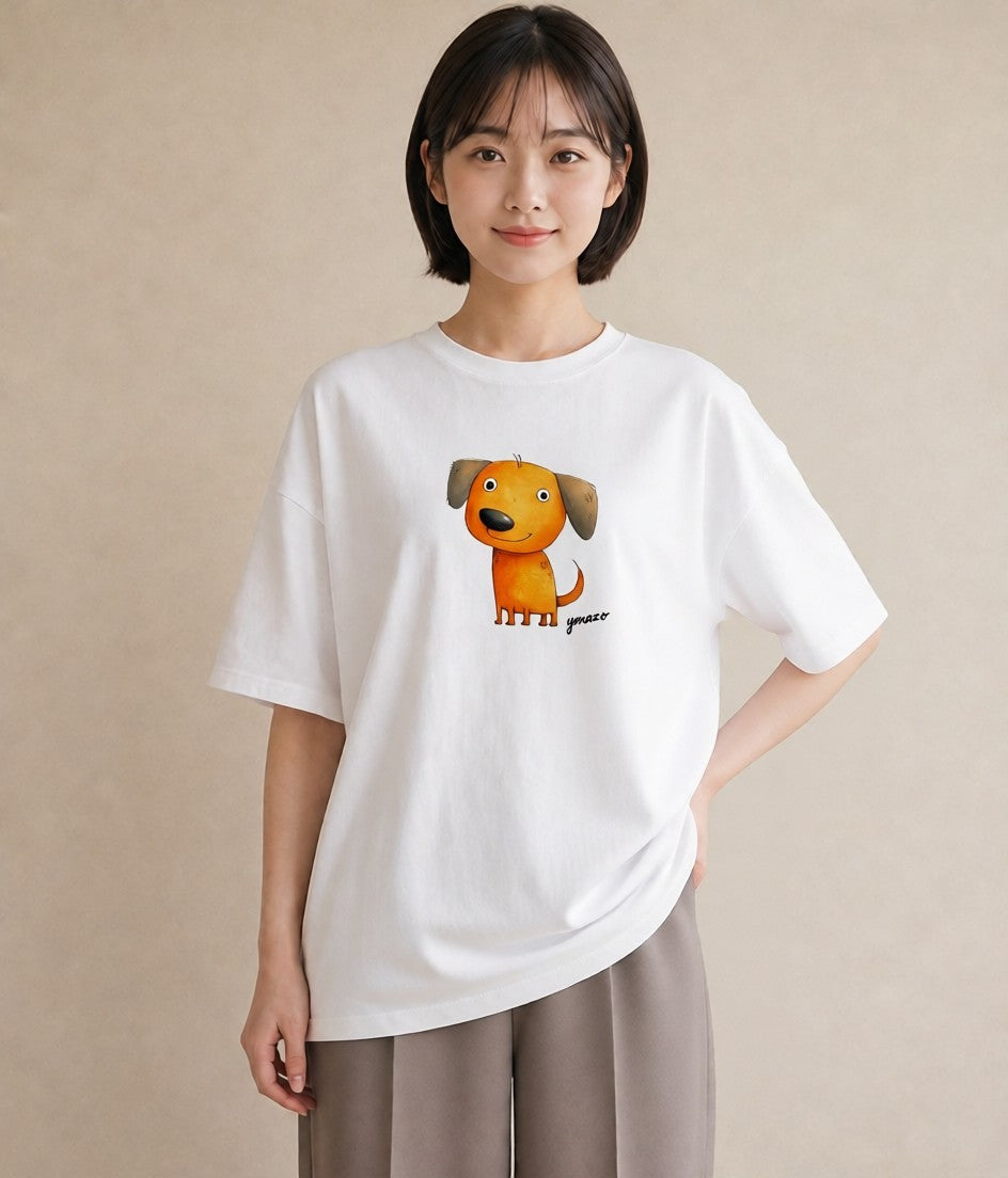 グラフィックTシャツ レディース 犬好き 犬 いぬ イラスト 秋コーデ おしゃれギフト 白T