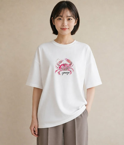 プリントTシャツ レディース エビ 海の生き物 海 イラスト 旅行コーデ 母の日 ビーチ 白T