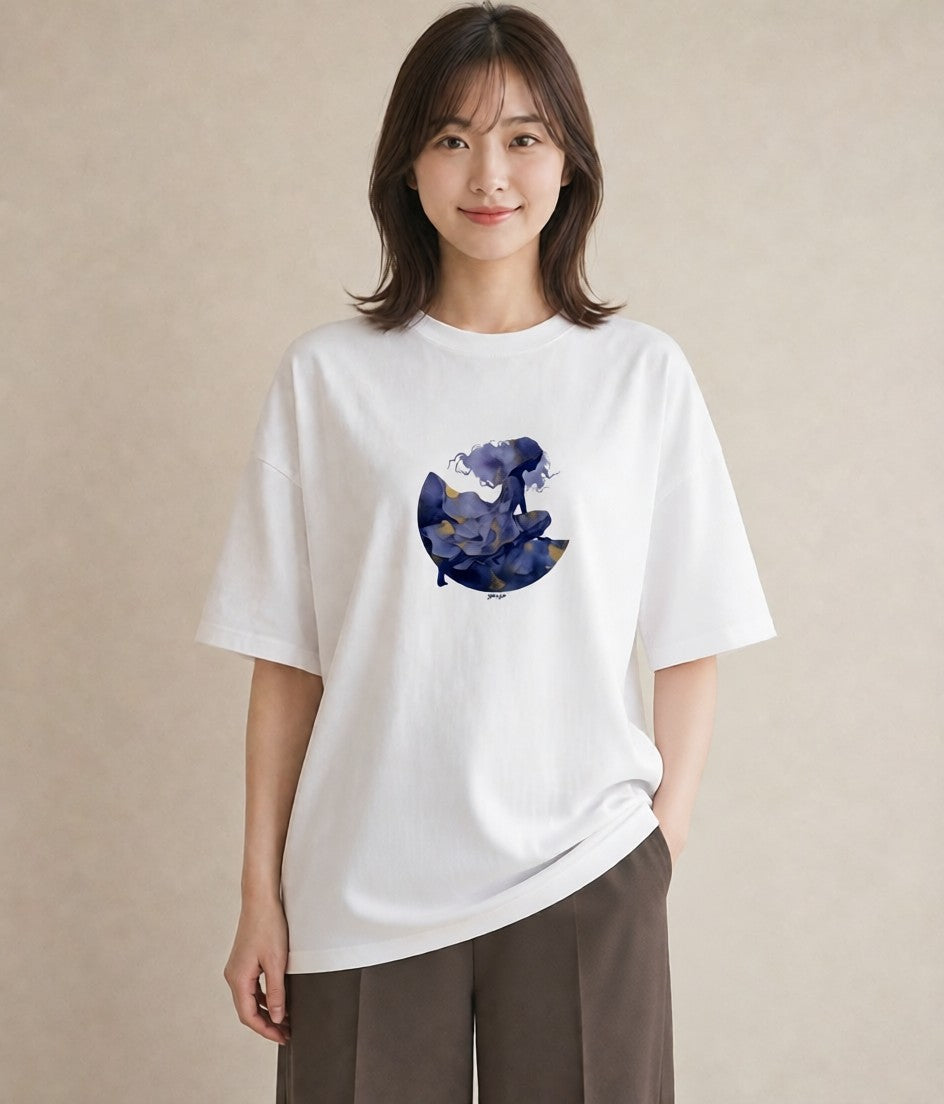 プリントTシャツ レディース 蟹座 星空 宇宙 イラスト シック 20代 カジュアルコーデ 白T