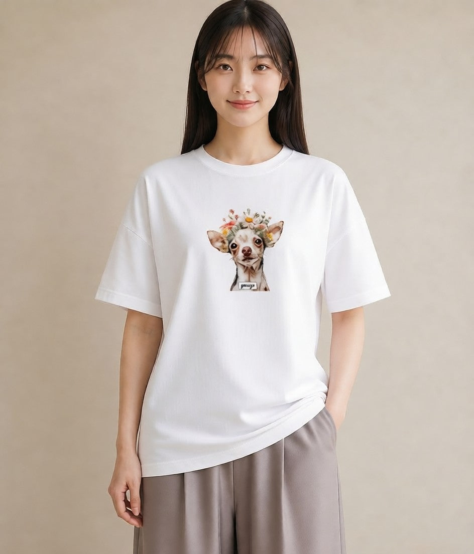 Tシャツ レディース チワワ 犬 いぬ イラスト ヴィンテージ風 親子 20代 白T