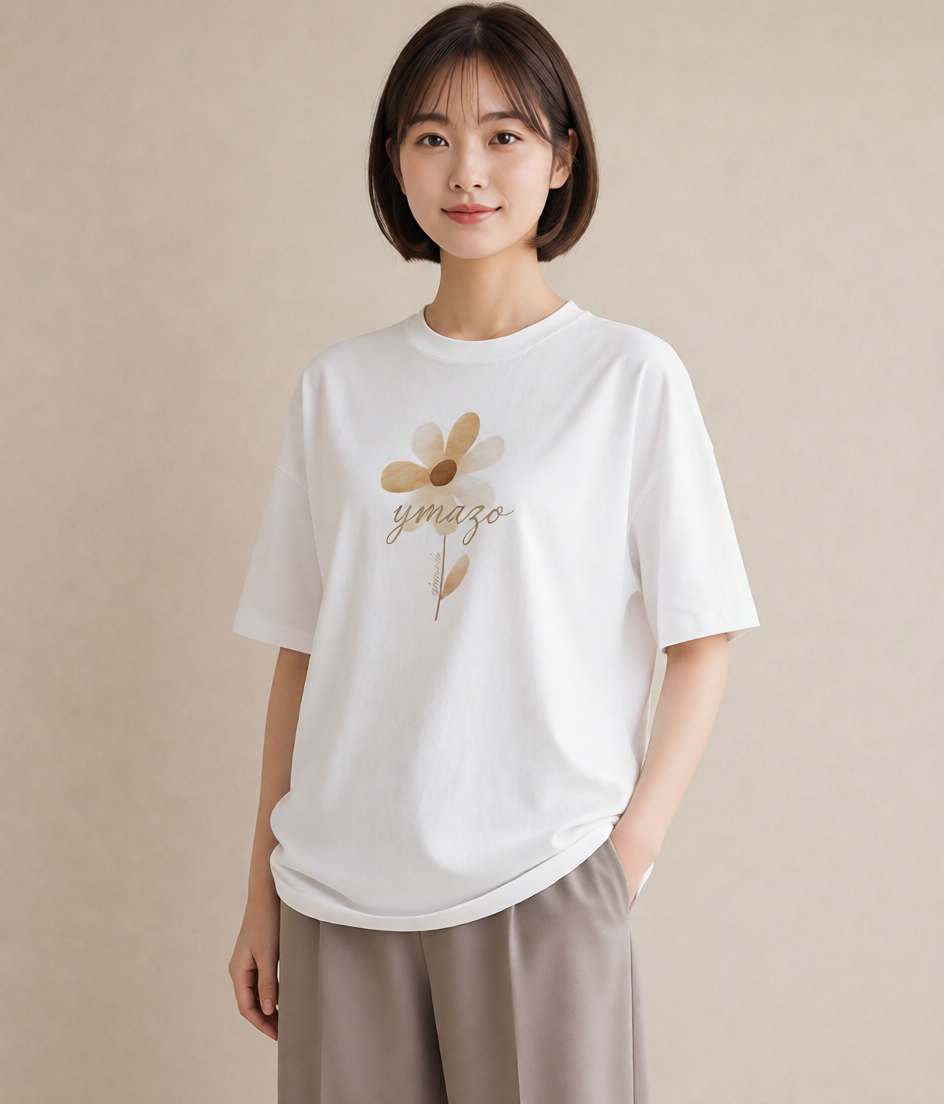 グラフィックTシャツ レディース 花 花柄 イラスト フェミニン 通学 誕生日プレゼント 白T