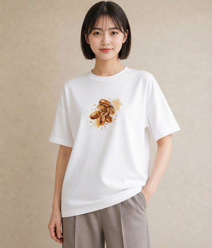 半袖Tシャツ レディース どんぐり 植物 ボタニカル イラスト 北欧風 春服 ミセス 白T