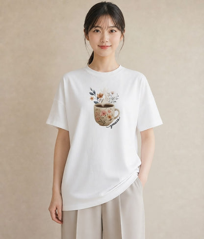 グラフィックTシャツ レディース ココア 食べ物 フード イラスト ボタニカル お出かけ 普段着 白T