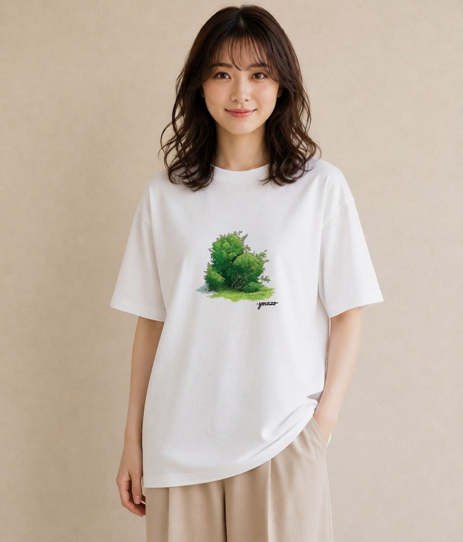 デザインTシャツ レディース 芝生 植物 ボタニカル イラスト 北欧風 部屋着 女性向けギフト 白T