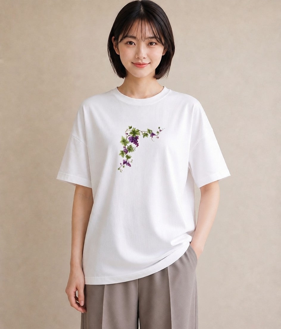 Tシャツ レディース つる 植物 ボタニカル イラスト ミニマル 女性向けギフト 散歩 白T
