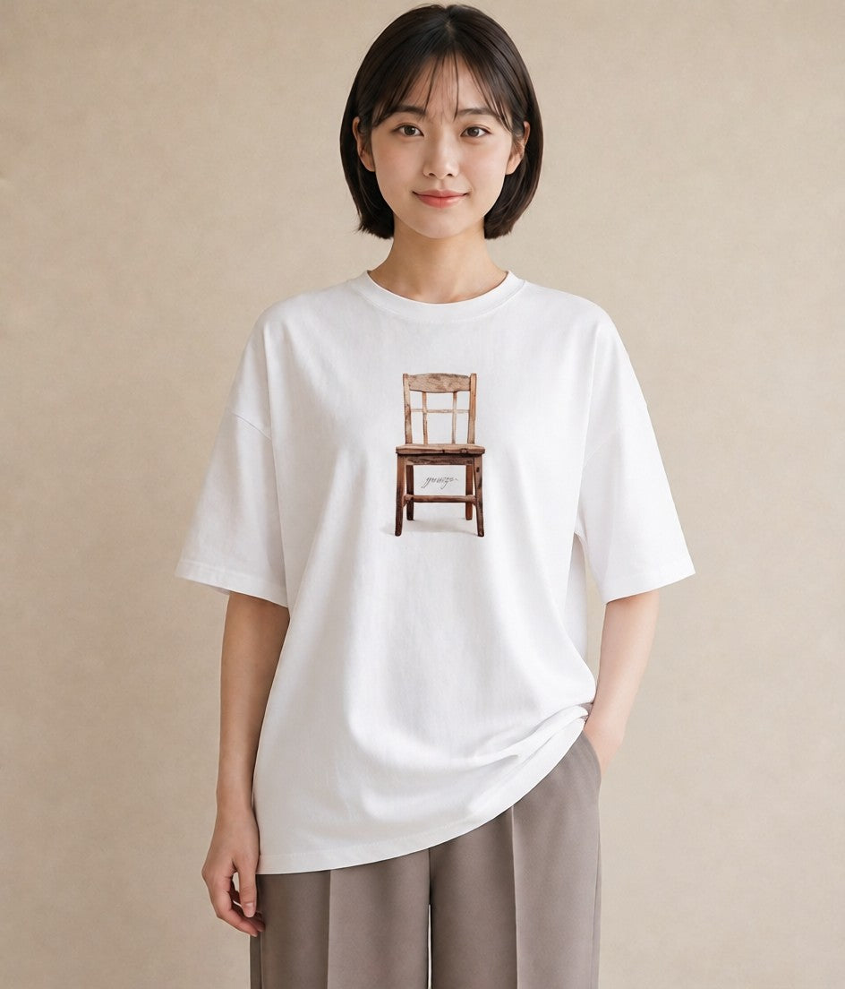 プリントTシャツ レディース 窓辺の椅子 窓辺 椅子 ナチュラル アンティーク イラスト こなれ感 母の日 ビーチ 白T