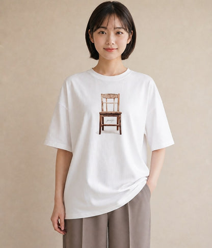プリントTシャツ レディース 窓辺の椅子 窓辺 椅子 ナチュラル アンティーク イラスト こなれ感 母の日 ビーチ 白T