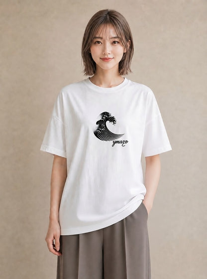 グラフィックTシャツ レディース 紙の船 水辺 ナチュラル アンティーク イラスト 散歩 お出かけ 白T