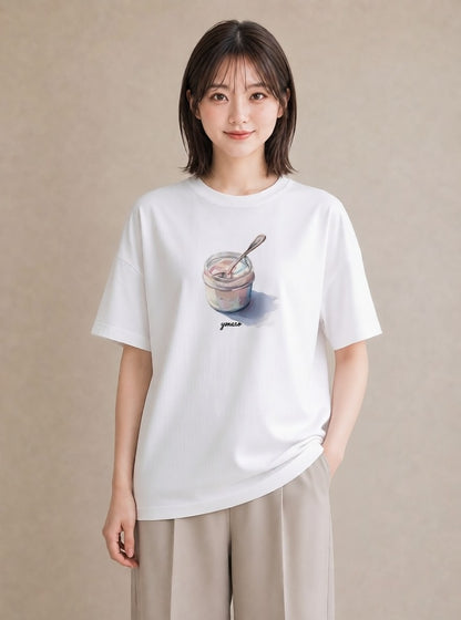 半袖Tシャツ レディース 抹茶 食べ物 フード イラスト 休日コーデ お出かけ 普段着 白T