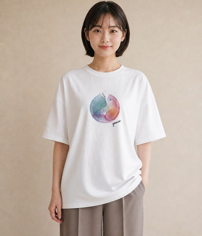 Tシャツ レディース オーロラ 星空 宇宙 イラスト 旅行コーデ ビーチ デイリーウェア 白T