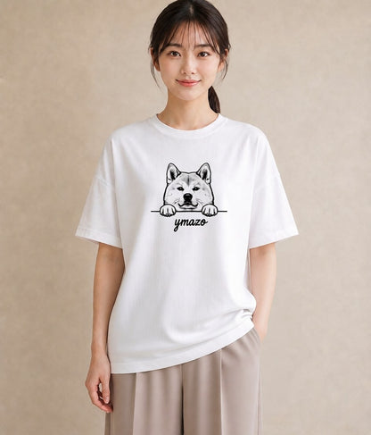 グラフィックTシャツ レディース 秋田犬 犬 いぬ イラスト カジュアル 通学 誕生日プレゼント 白T