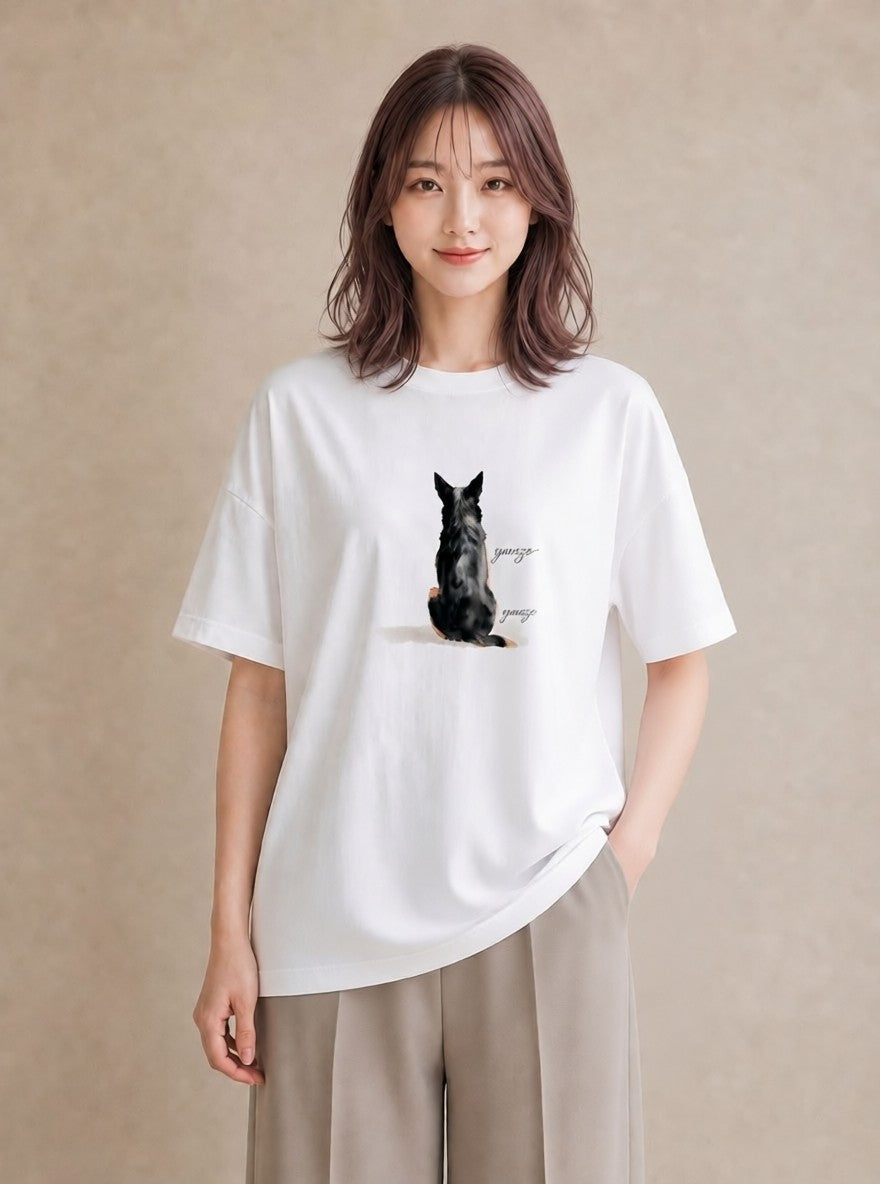 Tシャツ レディース しっぽ 猫 ねこ イラスト ポップ 通学 誕生日プレゼント 白T