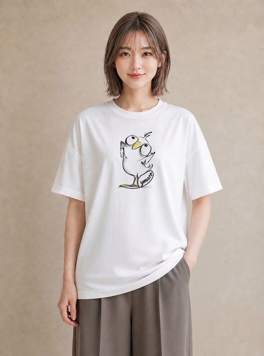 グラフィックTシャツ レディース ことり ペット 動物 イラスト 水彩風 レイヤード 友達ギフト 白T