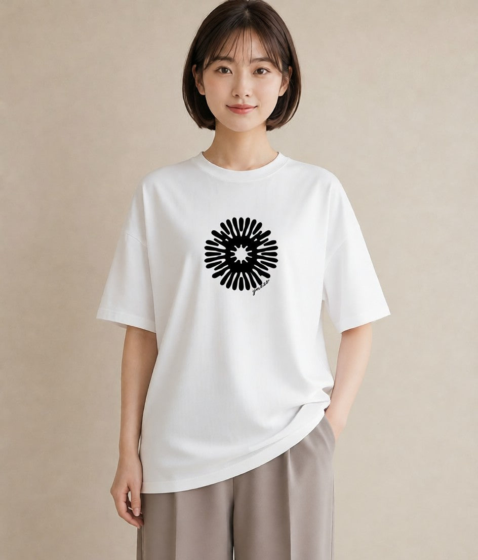 デザインTシャツ レディース 扇子 そよ風 ナチュラル アンティーク イラスト ラフ お揃い 親子 白T