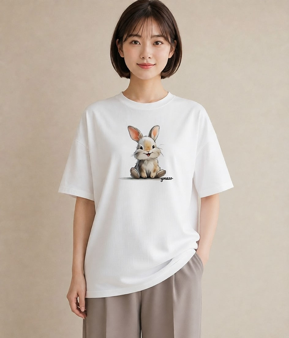 プリントTシャツ レディース ネザーランドドワーフ ペット 動物 イラスト モード 秋コーデ おしゃれギフト 白T