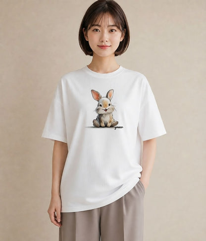 プリントTシャツ レディース ネザーランドドワーフ ペット 動物 イラスト モード 秋コーデ おしゃれギフト 白T