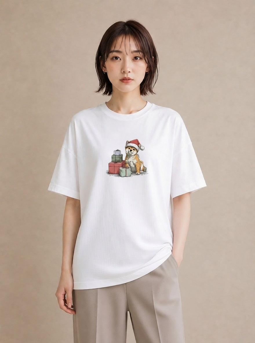 デザインTシャツ レディース 柴犬 しばいぬ 犬 いぬ イラスト レトロ 母の日 ビーチ 白T