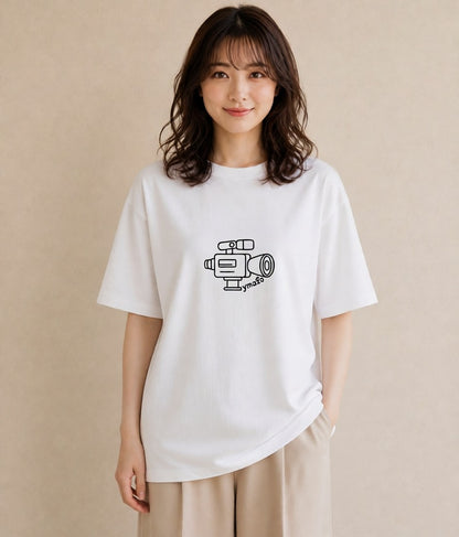 グラフィックTシャツ レディース カメラ フィルムカメラ レトロカメラ イラスト ユニーク デート 帰省 白T